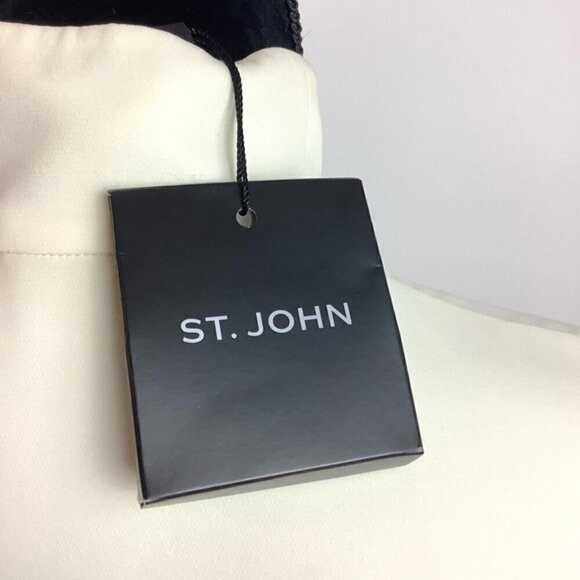 ST. JOHN SILK MINIMALIST BALLOON SLEEVES DRESS IN ALABASTER NWT - Picture 13 of 16